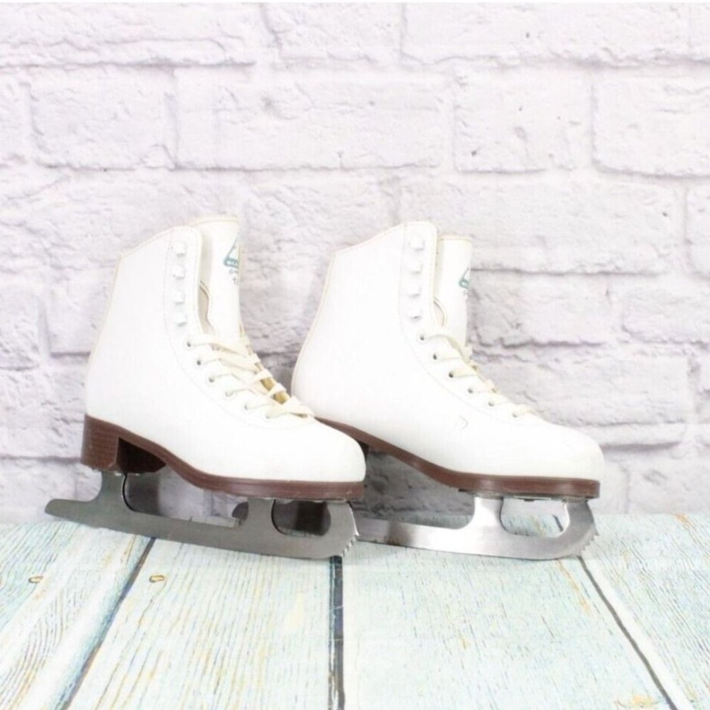 Glacier 120 by Jackson White Leather Lace up Figure Ice Skates Size US 2 - Picture 3 of 10